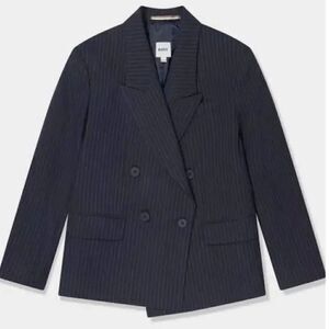 BOSS - Double Breasted Pin Stripe Suit Jacket - Navy